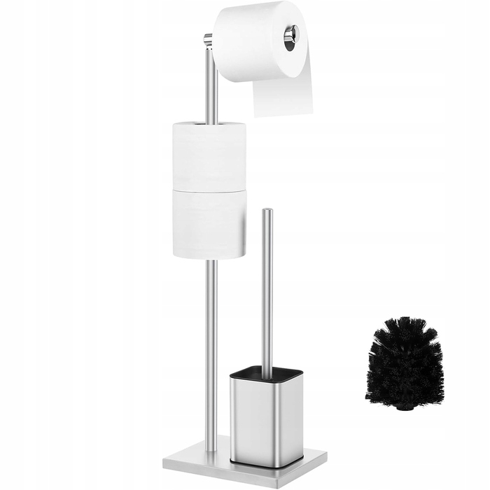 Тримач для туалетного паперу з полицею та йоржиком для унітаза, нержавіюча сталь