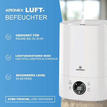 Зволожувач повітря 6 літрів – Top-Fill – з аромадіфузором – для вітальні, офісу, дитячої кімнати, спальні