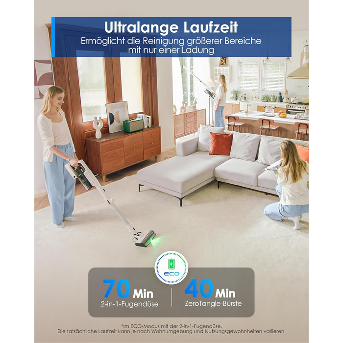 Бездротовий пилосос Tineco PURE ONE A50S Plus: потужний акумуляторний вертикальний пилосос з контейнером 1 л та турбощіткою ZeroTangle для видалення шерсті тварин. Ідеально підходить для твердих підлог.