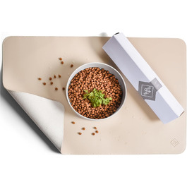 Підкладка під миску для котів та маленьких собак ne&no® - антиковзаюча, водовідштовхувальна, з веганської шкіри (60 x 40 см, світло-пісочний)