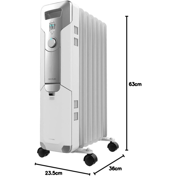 Електричний масляний радіатор Cecotec ReadyWarm 11000 Space, 2500 Вт, 11 ребер обігріву, 3 режими, 25 м², білий