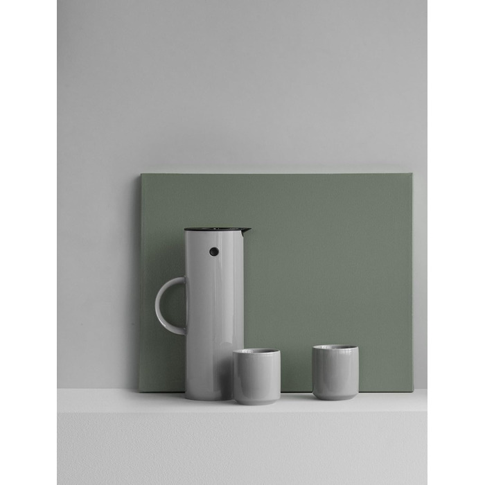 Термос Stelton EM77 - 1 літр, сірий | Зберігає тепло та холод, з скляною вставкою, для чаю та кави, вінтажний дизайн