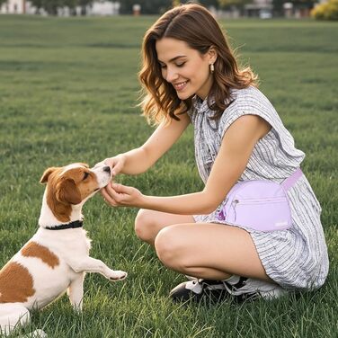 Сумка для дресирування собак Leckerlibeutel, з невеликим кишеньковим мішечком, вбудованим диспенсером для пакетів та тримачем для собачих екскрементів, кремового кольору (лавандовий)