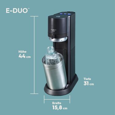 SodaStream E-DUO Titan Family Pack: Газоватор для води з CO2 циліндром та 4 пляшками (1L скло, 2x 1L пластик)
