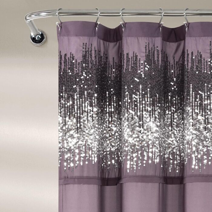 Шторка для душу Lush Decor з паєтками, срібно-біла, 177.8 x 182.9 см