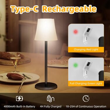 Настільна LED лампа бездротова акумуляторна з димером та RGB підсвіткою, сенсорне управління, водонепроникна IP54 для дому, офісу, ресторану