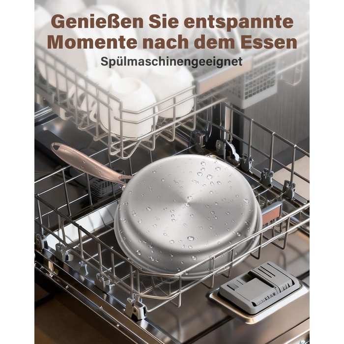 Сковорода Edelstal 28 см з титановим покриттям, індукційна, нержавіюча сталь 18/10, з рожево-золотистою ручкою (без PTFE, PFAS, PFOA) для всіх типів плит