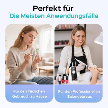 Електрична машинка для манікюру COSLUS 40000 об/хв: професійний набір для догляду за нігтями 6-в-1. Підходить для гелевих та акрилових нігтів, видалення гелю та педикюру. Компактна, тиха, біла.