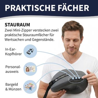 Подушка для подорожей з Memory Foam: для літака, авто, потяга – анатомічна, сіра, з чохлом