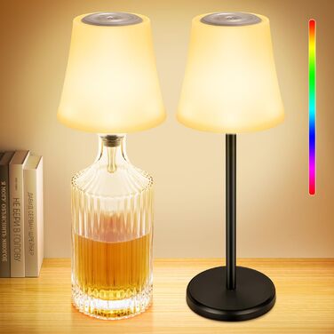 LED настільна лампа акумуляторна 2 шт, біла, IP54, диммування, сенсорне управління, для ресторанів, спальні