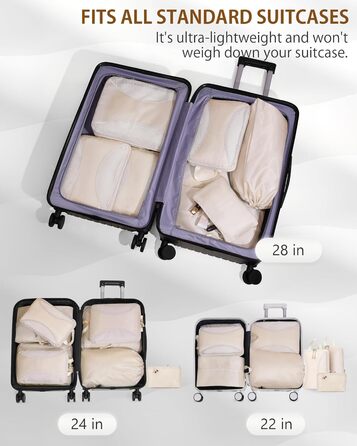 Органайзери для валізи Anjing Compression Cubes - 10 шт., компресійні куби для подорожей, сірий (бежевий)