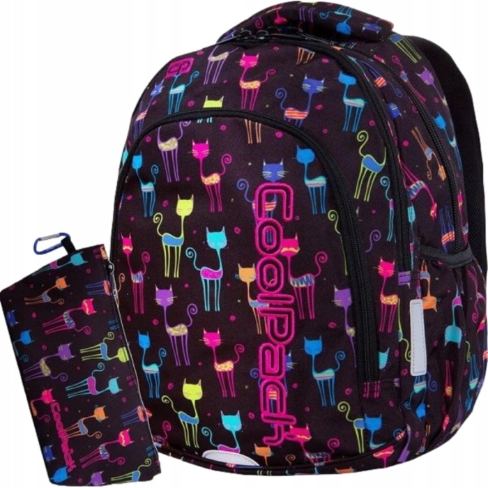 Багатовідсіковий шкільний рюкзак CoolPack, чорний/багатоколірний, 23 л