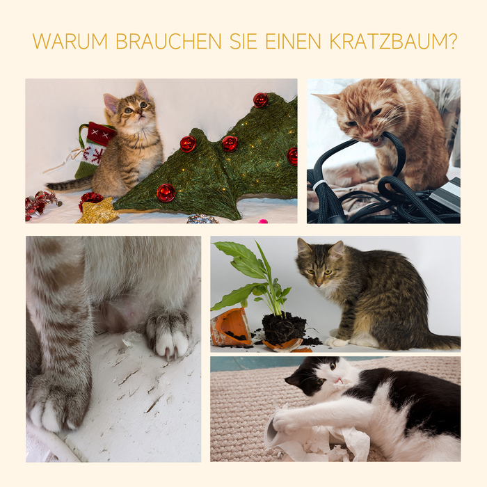 PawHut Дряпка для котів, висотою до стелі, регульована, міцний котячий будиночок із сизалевими стовпчиками, котячий комплекс для лазіння, коричневий, 40 x 34 x 230-260 см | Aosom