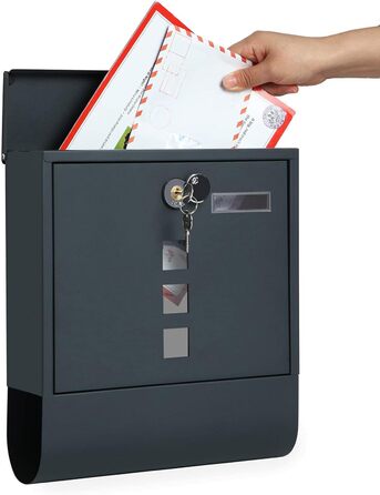 Поштова скринька SONGMICS з замком, оглядовим вікном та відділенням для газет, антрацит, 33.8x30.8x10 см