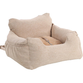 Автокрісло для собак Flamingo Megan - бежеве, 56x50x30 см, комфорт та безпека для собак малих та середніх порід (Чихуахуа, Мальтезе, Джек Рассел Тер'єр, Французький бульдог)