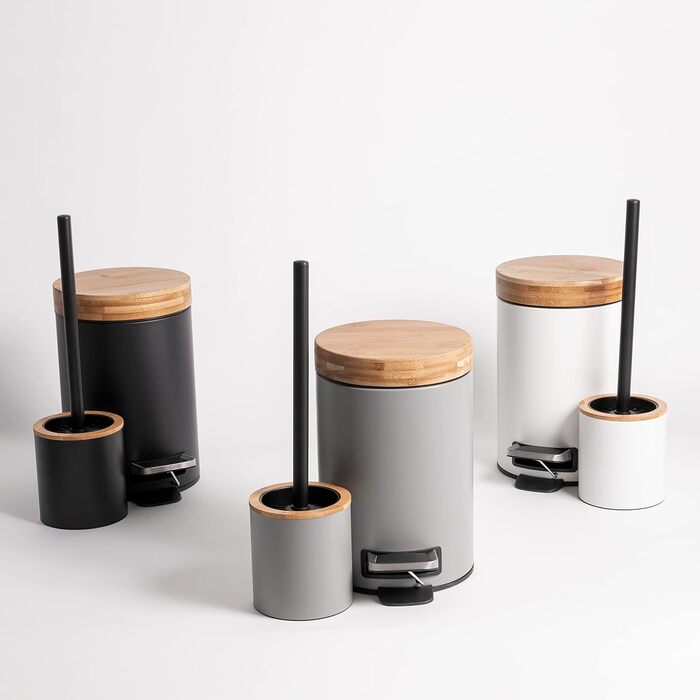 Торцева щітка для унітазу з тримачем з дерева | Силіконова щітка для унітазу з нержавіючої сталі | Тримач для щітки для унітазу з натурального бамбука | Настільна щітка для унітазу для ванної кімнати | Білий колір