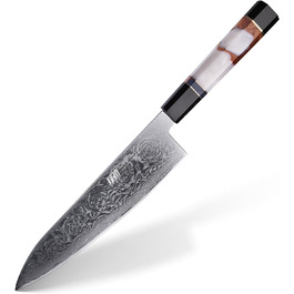 Японський ніж Kiritsuke FINDKING 9 дюймів (8 дюймів), Damast, для професійних та домашніх кухарів (серія BLACK-ROSE)