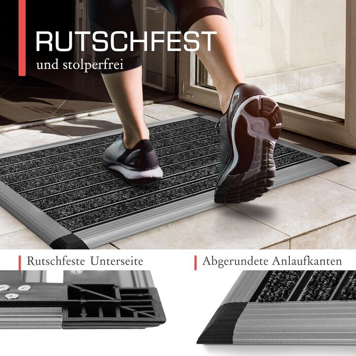 Aluminum Outdoor Doormat - 50x80cm Non-Slip Shoe Mat - Blue-Gray Metallic - Rust-Proof