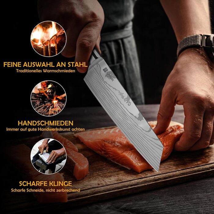 Набір кухонних ножів JUANSHI® 3 шт. з нержавіючої сталі: кухарський, кіріцуке та універсальний