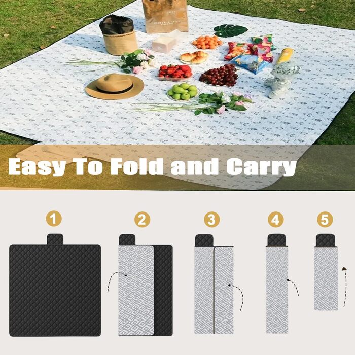 Плед для пікніка CRAZY SHARK водонепроникний 200x200 см, великий килимок для відпочинку на природі, пляж, парк, кемпінг