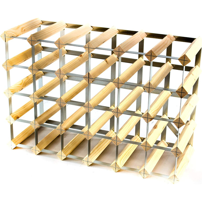 Cranville wine racks Classic 30 (6x4) Bottle Pine Wood and Galvanized Metal Wine Rack, Fully Assembled
