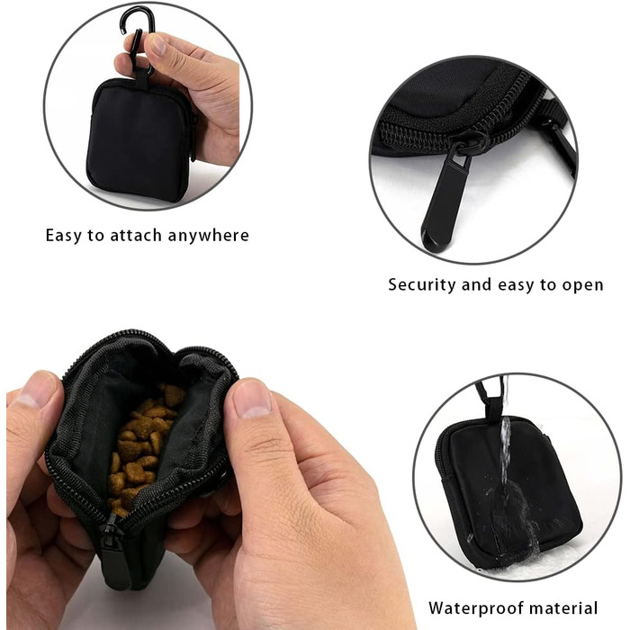 Сумка для ласощів для собак COOWONE з кликером для дресирування, водонепроникна, з тримачем для кульок для екскрементів, чорна