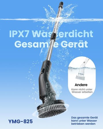 Електрична щітка для прибирання Leebein 2025 з насадкою Spin Scrubber, IPX7, 7 насадок, регульована ручка та 2 швидкості, для ванної, підлоги, кухні