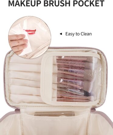 Косметичка для жінок, велика дорожня косметичка для макіяжу з відділенням для пензликів, органайзер, культик, з PU-шкіри, переносний мішечок для макіяжу, зелений (патент)