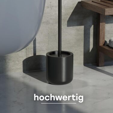 Набір для туалету Savega: щітка для унітазу з нержавіючої сталі та силікону з антибактеріальною насадкою та тримачем (чорний)