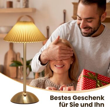 Світлодіодна настільна лампа Starnearby бездротова, з сенсорним димером, акумуляторна, 3 режими світла, вінтажний дизайн, металева, для спальні, офісу, тумбочки (Бежева + Коричнева основа)