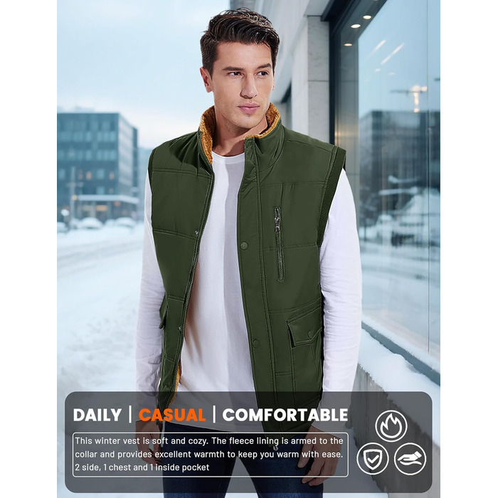 Чоловіча зимова куртка Magcomen з підкладкою з флісу, тепла, для відпочинку, термо, перехідна з багатьма кишенями (XXL, армійний зелений)