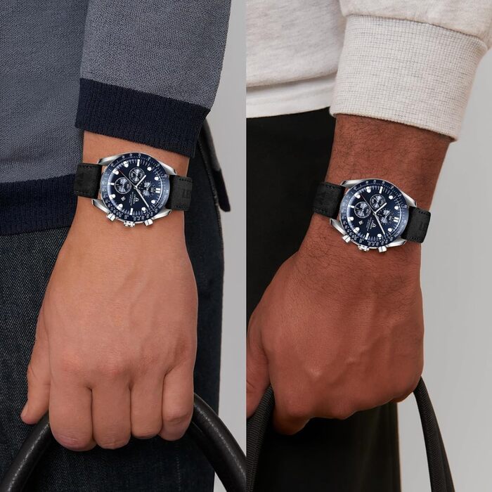 Годинник чоловічий LN LENQIN: аналоговий кварцовий годинник з датою, водостійкий 30M, стильний casual дизайн (чорний, срібний, блакитний)