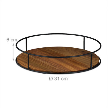 Relaxdays Round Tray with Metal Rim