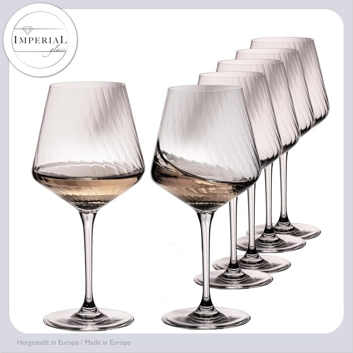 Набір з 6 келихів для білого вина 'London' 460 мл, Crystalline скло, рифлена поверхня. Келихи для Різлінг, Шардоне.