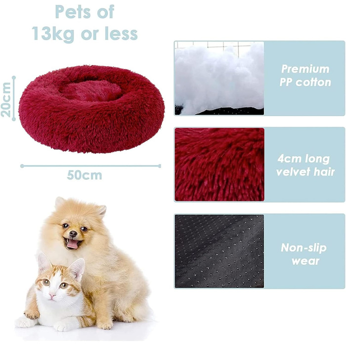 Килимок для котів та собак 50x50 см, круглий, плюшевий, зручний, для маленьких тварин, легко миється, колір: інгібер (коричневий)