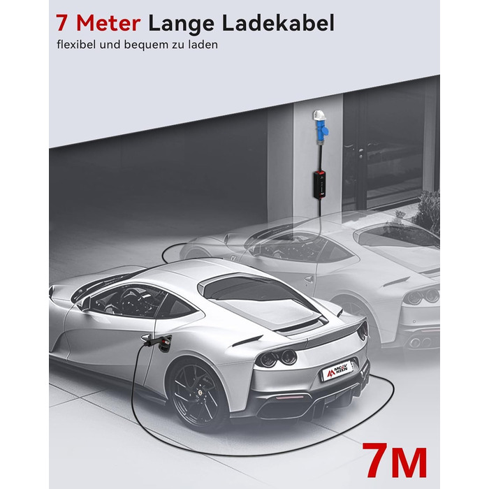 Кабель для зарядки електромобіля Type 2 Schuko 3.6 кВт, 7м, IP65, 16A, Mode 3