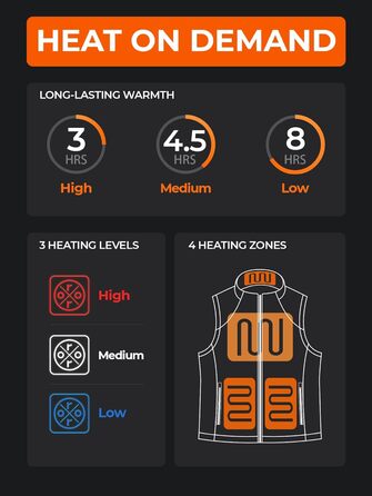 Обогрівальна жилетка OROORO для жінок, флісова, з Powerbank, чорна, XL