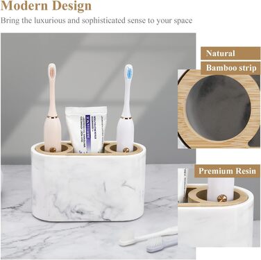 Тримач для зубних щіток Shinowa з 3 відсіками, електричний, з піддоном для води, органайзер для ванної кімнати, білий