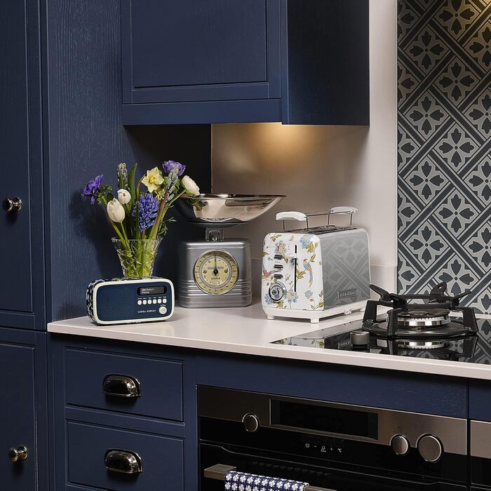 Тостер VQ Laura Ashley з 4-ма тостами, регулюванням нагріву, функціями розморожування та підігріву - модель Elveden White