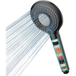 Showerhead with Filter MEKO High-Pressure Handheld Shower with 15-Layer Filtration, 1.5M Hose, 3 Spray Patterns, Water-Saving Showerhead for Removing Hard Water, Residual Chlorine, Bacteria, and Heavy Metals (Black)