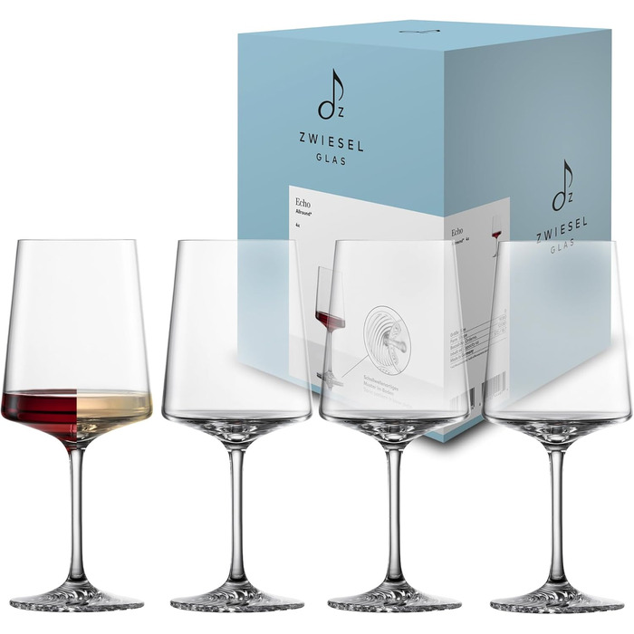 Набір келихів для вина Zwiesel Glas Allround Echo (4 шт.), німецька якість, Tritan-кристал, для миття в посудомийній машині