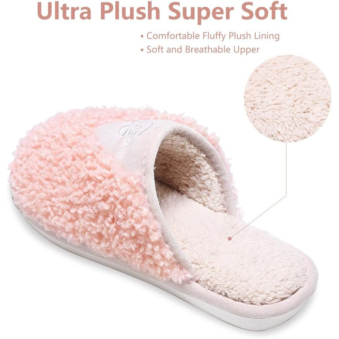 Тапочки жіночі зимові, чоловічі, з плюшу, теплі, м'які, зручні, з антиковзким покриттям, з пам'яті ефекту, 37.5/38.5 EU, рожеві