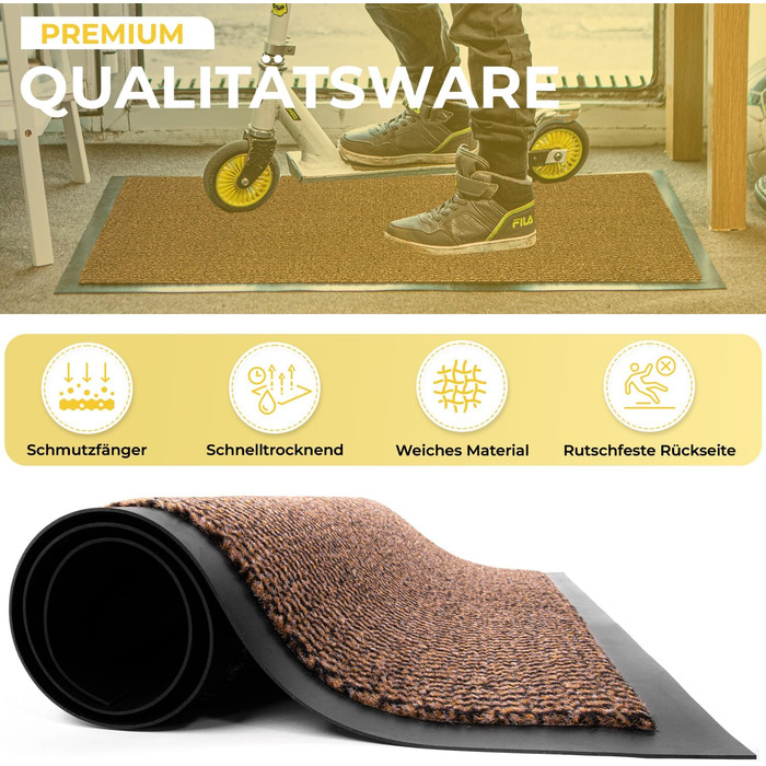 Привітальний килимок BLADO для дому та вулиці, протиковзкий та зносостійкий, коричневий, 60x80 см