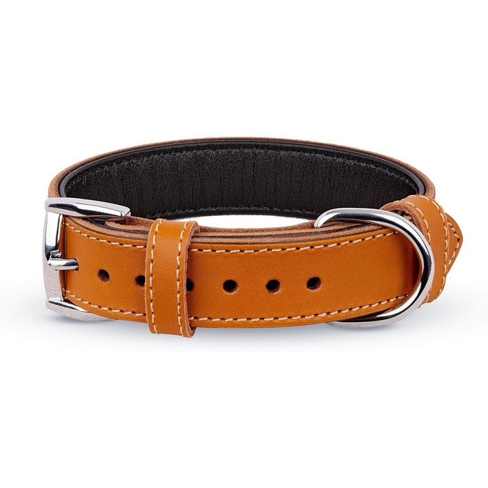 Нашийник для собак з м'якої шкіри, міцний та довговічний. Підходить для собак маленьких, середніх та великих порід. Розмір: 28-36 см (Гірчичний)