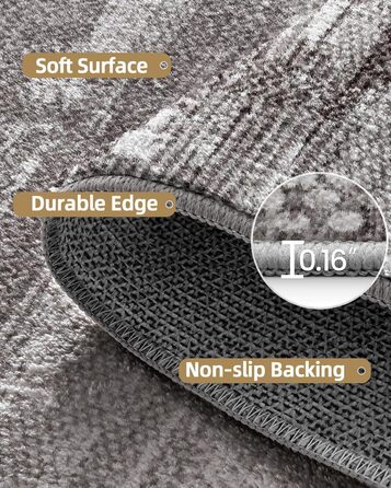 Килимок для дому COLOR&GEOMETRY 60x90 см з TPE-покриттям, сірий (чорно-білий), низький профіль, миється