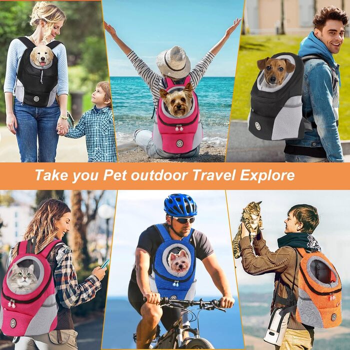 Рюкзак для собак та котів, переноска для тварин, чорний. Зручна переноска-рюкзак для подорожей та прогулянок на природі. Дихаючий дизайн, водовідштовхувальний дно.