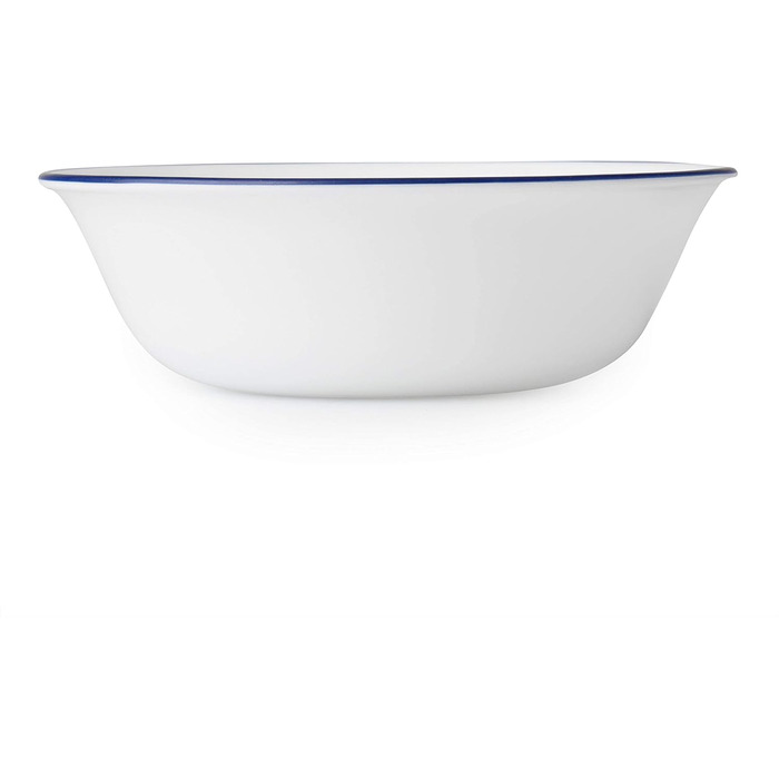 Corelle набір посуду 18 предметів, Indigo Speckle, блакитно-білий, на 6 осіб. Стійкий до сколів, включає великі тарілки 26 см, салатові/сімейні тарілки 17 см та супові/кашові миски 530 мл