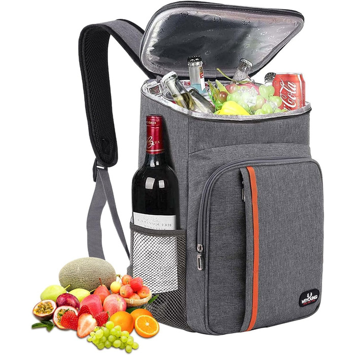 Терморюкзак 24L, ізольований, для пікніків, кемпінгу, пляжу, походів (сірий)