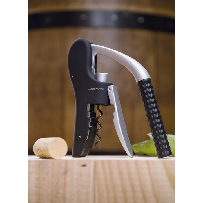 Arcos Wine Opener - Black & Gray Ergonomic Corkscrew with ABS & Zinc Alloy Handle