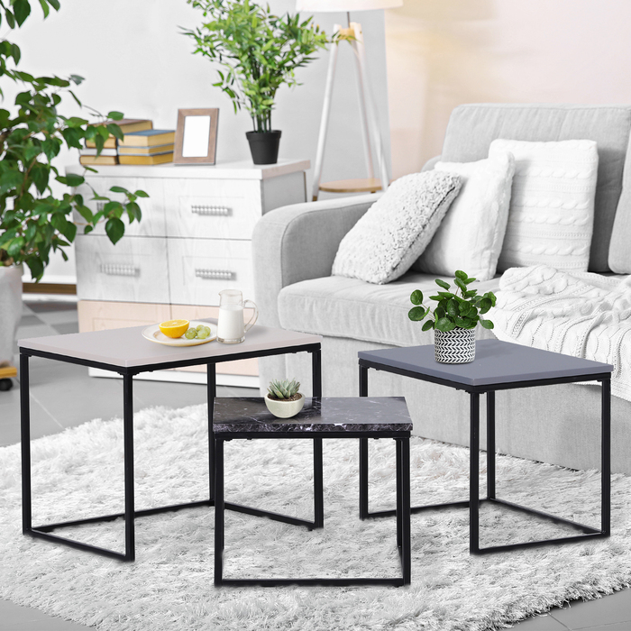 HOMCOM Coffee Table Modern Side Table Coffee Table with Metal Legs and MDF in 3 Colors for Living Room & Decoration